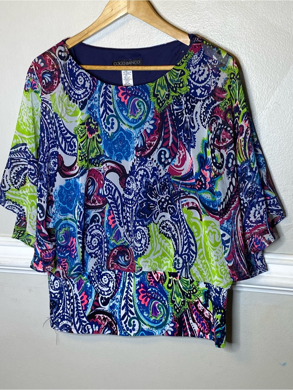 Coco Bianco Navy Blue Pink Green Multicolor Paisley Tunic